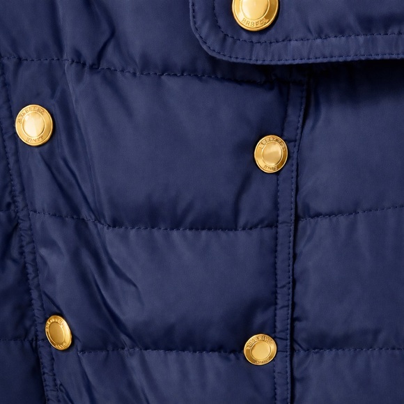 Burberry Brit Navy Down Puffer Parka Coat Fur Collar Belted Double-Breasted Sz M - Picture 6 of 14